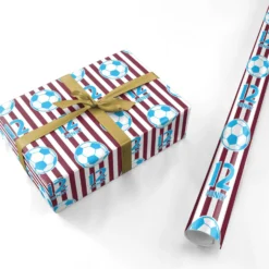 Personalised Claret And Blue Football Wrapping Paper -CaseCraze Store Personalised Claret and Blue Football Personalised Wrapping Paper