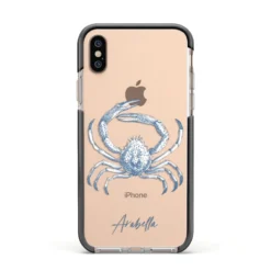 Personalised Crab IPhone Case -CaseCraze Store Personalised Crab Apple iPhone Xs Impact Case Black Edge on Gold Phone