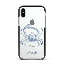 Personalised Crab IPhone Case -CaseCraze Store Personalised Crab Apple iPhone Xs Impact Case Black Edge on Silver Phone