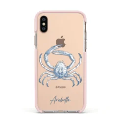 Personalised Crab IPhone Case -CaseCraze Store Personalised Crab Apple iPhone Xs Impact Case Pink Edge on Gold Phone