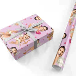 Personalised Cupid Photo Face Valentines Day Wrapping Paper -CaseCraze Store Personalised Cupid Photo Face Valentines Day Personalised Wrapping Paper