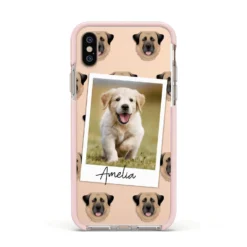 Personalised Dog Photo IPhone Case -CaseCraze Store Personalised Dog Photo Apple iPhone Xs Impact Case Pink Edge on Gold Phone