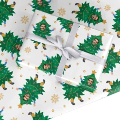 Personalised Face Christmas Tree Wrapping Paper