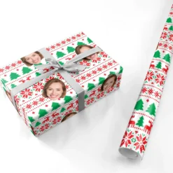 Personalised Face Nordic Christmas Wrapping Paper -CaseCraze Store Personalised Face Nordic Christmas Personalised Wrapping Paper