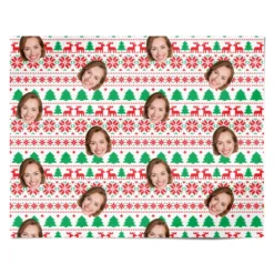 Personalised Face Nordic Christmas Wrapping Paper -CaseCraze Store Personalised Face Nordic Christmas Personalised Wrapping Paper Alternative