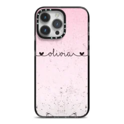Personalised Faux Glitter & Marble Name Apple IPhone Case