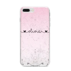 Personalised Faux Glitter & Marble Name Apple IPhone Case -CaseCraze Store Personalised Faux Glitter Marble Name iPhone 8 Plus Bumper Case on Silver iPhone