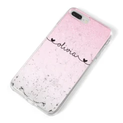 Personalised Faux Glitter & Marble Name Apple IPhone Case -CaseCraze Store Personalised Faux Glitter Marble Name iPhone 8 Plus Bumper Case on Silver iPhone Alternative Image