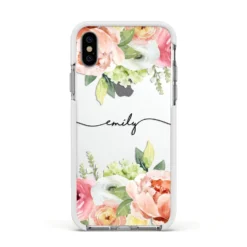 Personalised Flowers IPhone Case 35 Personalised Flowers IPhone Case -CaseCraze Store Personalised Flowers Apple iPhone Xs Impact Case White Edge on Silver Phone