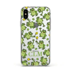 Personalised Frog Initials Clear Apple IPhone Case -CaseCraze Store Personalised Frog Initials Apple iPhone Xs Impact Case White Edge on Silver Phone