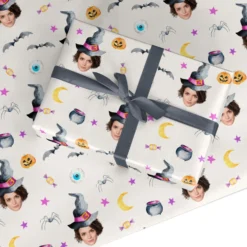 Personalised Halloween Magic Witch Photo Wrapping Paper