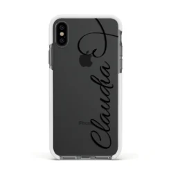 Personalised Heart Name IPhone Case -CaseCraze Store Personalised Heart Name Apple iPhone Xs Impact Case White Edge on Black Phone