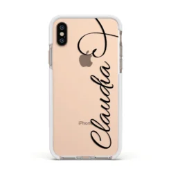 Personalised Heart Name IPhone Case -CaseCraze Store Personalised Heart Name Apple iPhone Xs Impact Case White Edge on Gold Phone