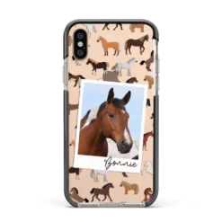 Personalised Horse Photo IPhone Case -CaseCraze Store Personalised Horse Photo Apple iPhone Xs Impact Case Black Edge on Gold Phone