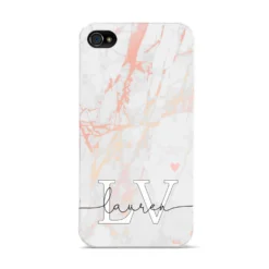 Personalised Initial Pink Marble IPhone Case -CaseCraze Store Personalised Initial Pink Marble Apple iPhone 4s Case