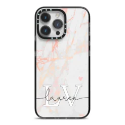 Personalised Initial Pink Marble IPhone Case