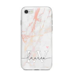 Personalised Initial Pink Marble IPhone Case -CaseCraze Store Personalised Initial Pink Marble iPhone 8 Bumper Case on Silver iPhone