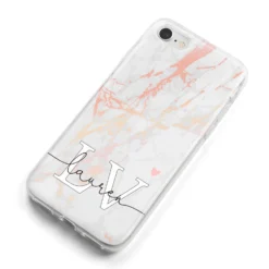 Personalised Initial Pink Marble IPhone Case -CaseCraze Store Personalised Initial Pink Marble iPhone 8 Bumper Case on Silver iPhone Alternative Image