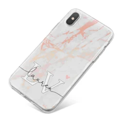 Personalised Initial Pink Marble IPhone Case -CaseCraze Store Personalised Initial Pink Marble iPhone X Bumper Case on Silver iPhone