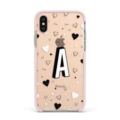 Personalised Love Alphabet IPhone Case -CaseCraze Store Personalised Love Alphabet Apple iPhone Xs Impact Case Pink Edge on Gold Phone