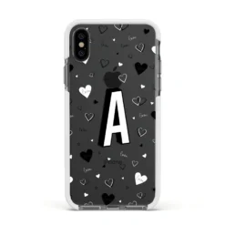 Personalised Love Alphabet IPhone Case -CaseCraze Store Personalised Love Alphabet Apple iPhone Xs Impact Case White Edge on Black Phone