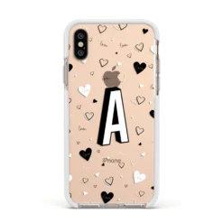 Personalised Love Alphabet IPhone Case -CaseCraze Store Personalised Love Alphabet Apple iPhone Xs Impact Case White Edge on Gold Phone