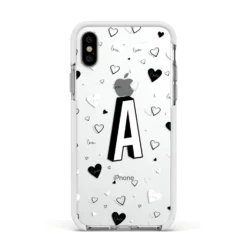 Personalised Love Alphabet IPhone Case -CaseCraze Store Personalised Love Alphabet Apple iPhone Xs Impact Case White Edge on Silver Phone