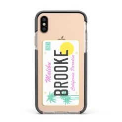 Personalised Malibu License Plate IPhone Case -CaseCraze Store Personalised Malibu License Plate Apple iPhone Xs Impact Case Black Edge on Gold Phone