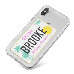 Personalised Malibu License Plate IPhone Case -CaseCraze Store Personalised Malibu License Plate iPhone X Bumper Case on Silver iPhone