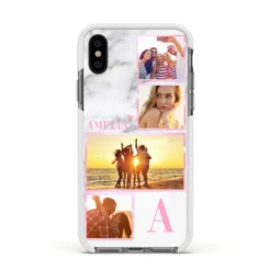 Personalised Marble Photo Collage IPhone Case -CaseCraze Store Personalised Marble Photo Collage Apple iPhone Xs Impact Case White Edge on Black Phone