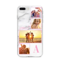 Personalised Marble Photo Collage IPhone Case -CaseCraze Store Personalised Marble Photo Collage iPhone 8 Plus Bumper Case on Silver iPhone