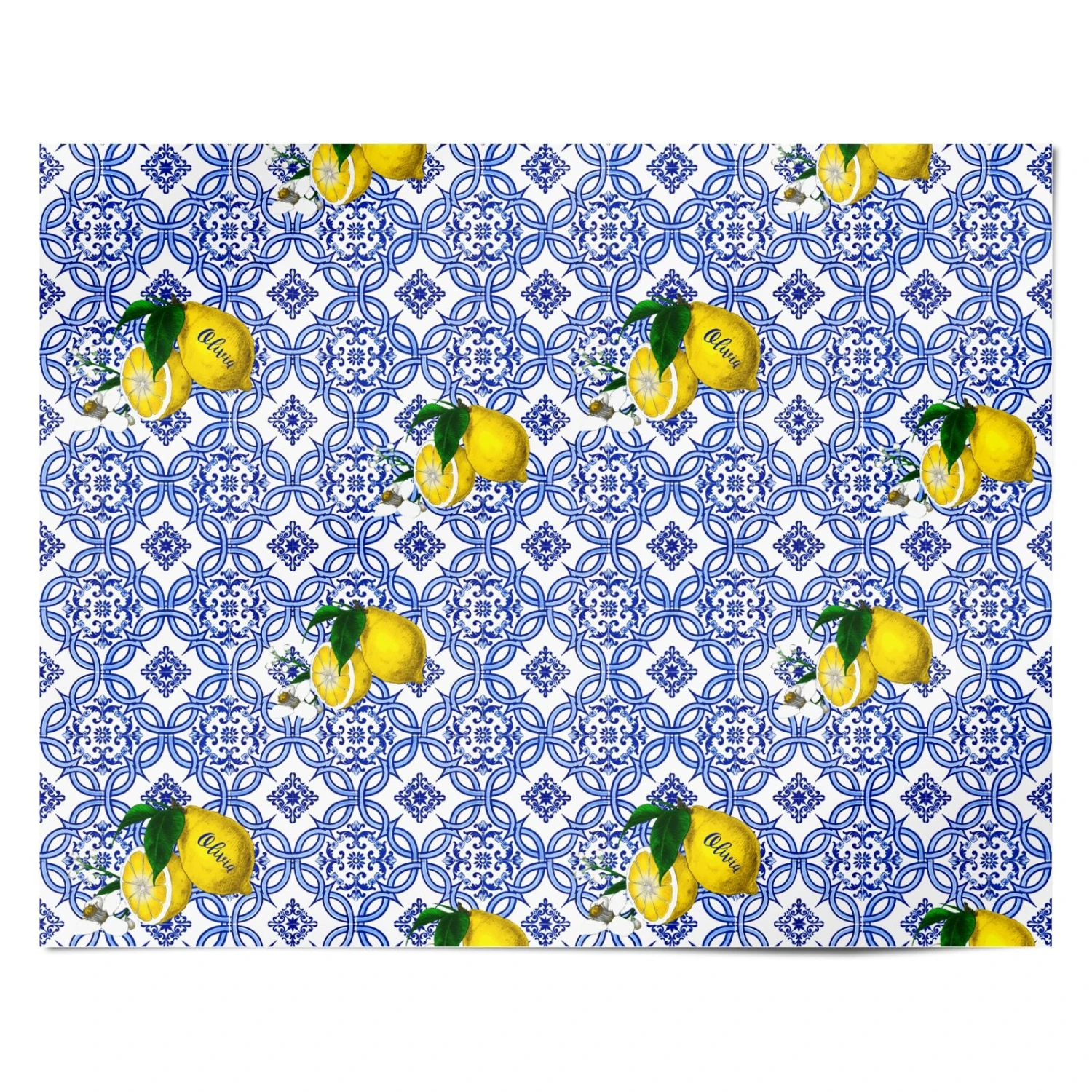 Personalised Mediterranean Tiles And Lemons Wrapping Paper 4 Personalised Mediterranean Tiles And Lemons Wrapping Paper - Image 4