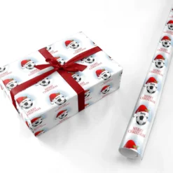 Personalised Merry Christmas Boys Football Santa Hat Wrapping Paper -CaseCraze Store Personalised Merry Christmas Boys Football Santa Hat Personalised Wrapping Paper