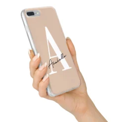 Personalised Nude Colour Initial IPhone Case -CaseCraze Store Personalised Nude Colour Initial iPhone 7 Plus Bumper Case on Silver iPhone Alternative Image