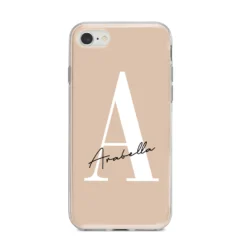Personalised Nude Colour Initial IPhone Case -CaseCraze Store Personalised Nude Colour Initial iPhone 8 Bumper Case on Silver iPhone