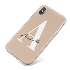 Personalised Nude Colour Initial IPhone Case -CaseCraze Store Personalised Nude Colour Initial iPhone X Bumper Case on Silver iPhone
