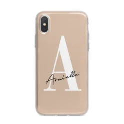 Personalised Nude Colour Initial IPhone Case -CaseCraze Store Personalised Nude Colour Initial iPhone X Bumper Case on Silver iPhone Alternative Image 1