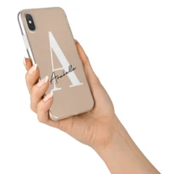 Personalised Nude Colour Initial IPhone Case -CaseCraze Store Personalised Nude Colour Initial iPhone X Bumper Case on Silver iPhone Alternative Image 2