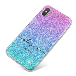 Personalised Ombre Glitter With Names IPhone Case -CaseCraze Store Personalised Ombre Glitter with Names iPhone X Bumper Case on Silver iPhone