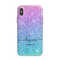 Personalised Ombre Glitter With Names IPhone Case -CaseCraze Store Personalised Ombre Glitter with Names iPhone X Bumper Case on Silver iPhone Alternative Image 1