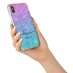 Personalised Ombre Glitter With Names IPhone Case -CaseCraze Store Personalised Ombre Glitter with Names iPhone X Bumper Case on Silver iPhone Alternative Image 2