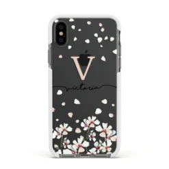 Personalised Petals IPhone Case 37 Personalised Petals IPhone Case -CaseCraze Store Personalised Petals Apple iPhone Xs Impact Case White Edge on Black Phone