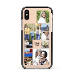 Personalised Photo Grid IPhone Case -CaseCraze Store Personalised Photo Grid Apple iPhone Xs Impact Case Black Edge on Gold Phone