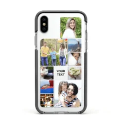 Personalised Photo Grid IPhone Case -CaseCraze Store Personalised Photo Grid Apple iPhone Xs Impact Case Black Edge on Silver Phone