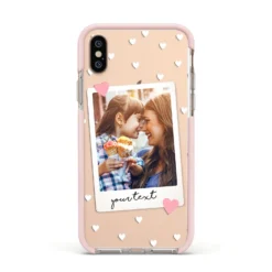 Personalised Photo Love Hearts IPhone Case -CaseCraze Store Personalised Photo Love Hearts Apple iPhone Xs Impact Case Pink Edge on Gold Phone