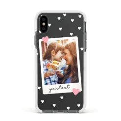 Personalised Photo Love Hearts IPhone Case -CaseCraze Store Personalised Photo Love Hearts Apple iPhone Xs Impact Case White Edge on Black Phone