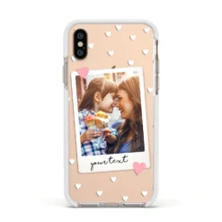 Personalised Photo Love Hearts IPhone Case -CaseCraze Store Personalised Photo Love Hearts Apple iPhone Xs Impact Case White Edge on Gold Phone