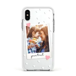 Personalised Photo Love Hearts IPhone Case -CaseCraze Store Personalised Photo Love Hearts Apple iPhone Xs Impact Case White Edge on Silver Phone