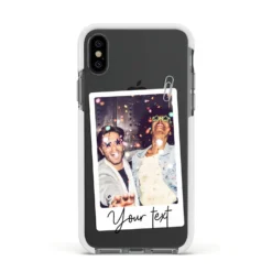 Personalised Photo With Text IPhone Case -CaseCraze Store Personalised Photo with Text Apple iPhone Xs Impact Case White Edge on Black Phone