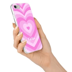 Personalised Pink Heart IPhone Case -CaseCraze Store Personalised Pink Heart iPhone 7 Bumper Case on Silver iPhone Alternative Image